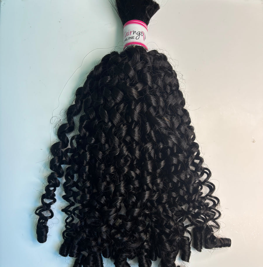 Spanish Curls — Bulk Braiding Hair - Spanish Curl - black - 100% Human Hair
